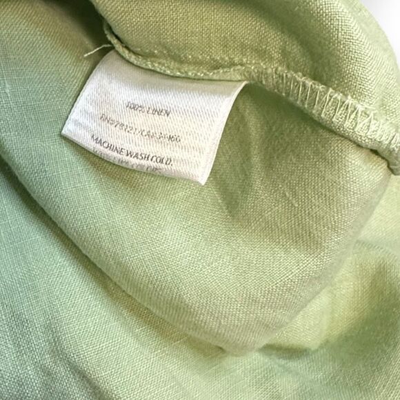 EILEEN FISHER Women’s Green Mandarin Collar 100% Linen Button-Up Shirt Petite Me - Picture 6 of 7